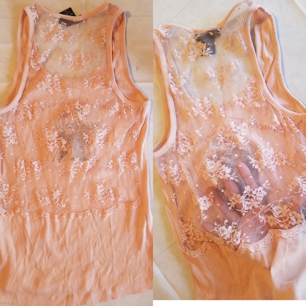 Express “Somebody’s Sweetheart” Cotton & Lace Top - Picture 3 of 8